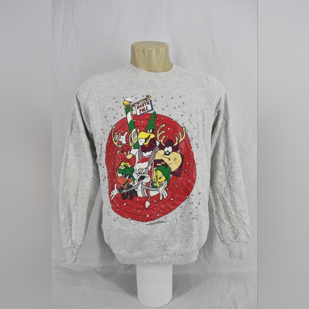 Vintage 1993 Jerzees Printed Sweatshirt ChristmasLooney Tunes Color:Gray,Size:XL